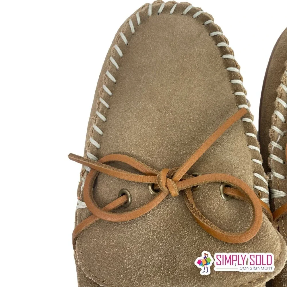 Vermont Country Store Moccasin Slippers Mens 10‎ Brown Suede All Season Cozy